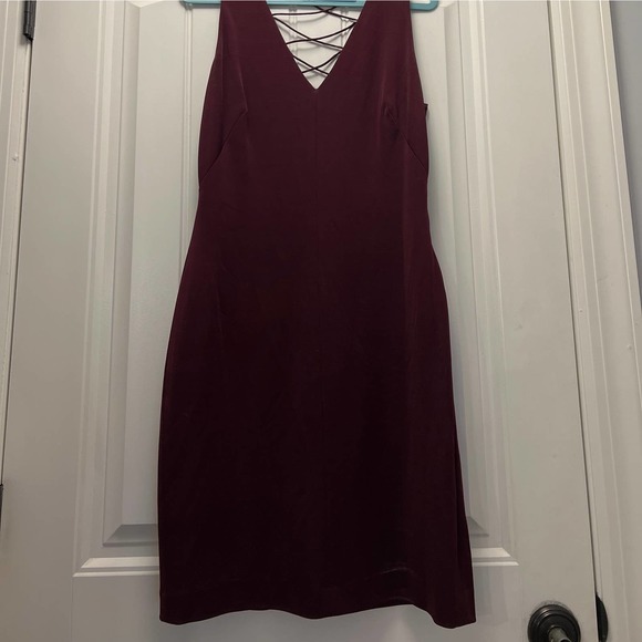 Lauren Ralph Lauren Women’s Sheath Dress Sleeveless V-Neck Cage Back Size 10 Red - Picture 3 of 5